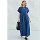 Заказать Льняное длинное темно-синее платье в стиле бохо все размеры. Boho chic. Ярмарка Мастеров. . Платья Фото №3