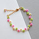 Pink Beaded Floral Zig Zag Bracelet (BB-POP-Z), Braided bracelet, Omsk,  Фото №1