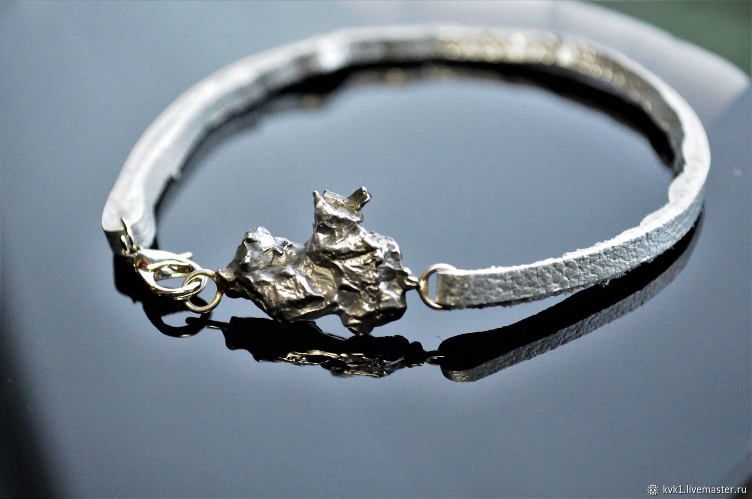 Leather bracelet with an iron meteorite ' Solaris', Cord bracelet, Moscow,  Фото №1