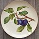 Painted porcelain. Plate ' Plums», Plates, Kaluga,  Фото №1