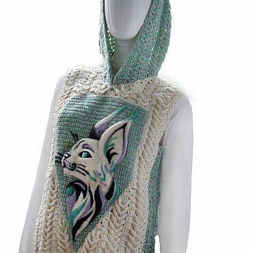 Одежда ручной работы. Ярмарка Мастеров - ручная работа Жилет вязаный с капюшоном. Handmade.
