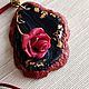  rose on black. polymer clay, Pendant, Moscow,  Фото №1