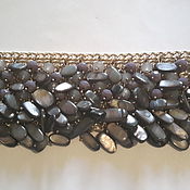 Винтаж handmade. Livemaster - original item Bracelet CUFF natural pearl,stones, gems,magnet clasp. Handmade.