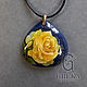 Pendant ' Yellow rose on lapis lazuli'. Pendants. greka. My Livemaster. Фото №5