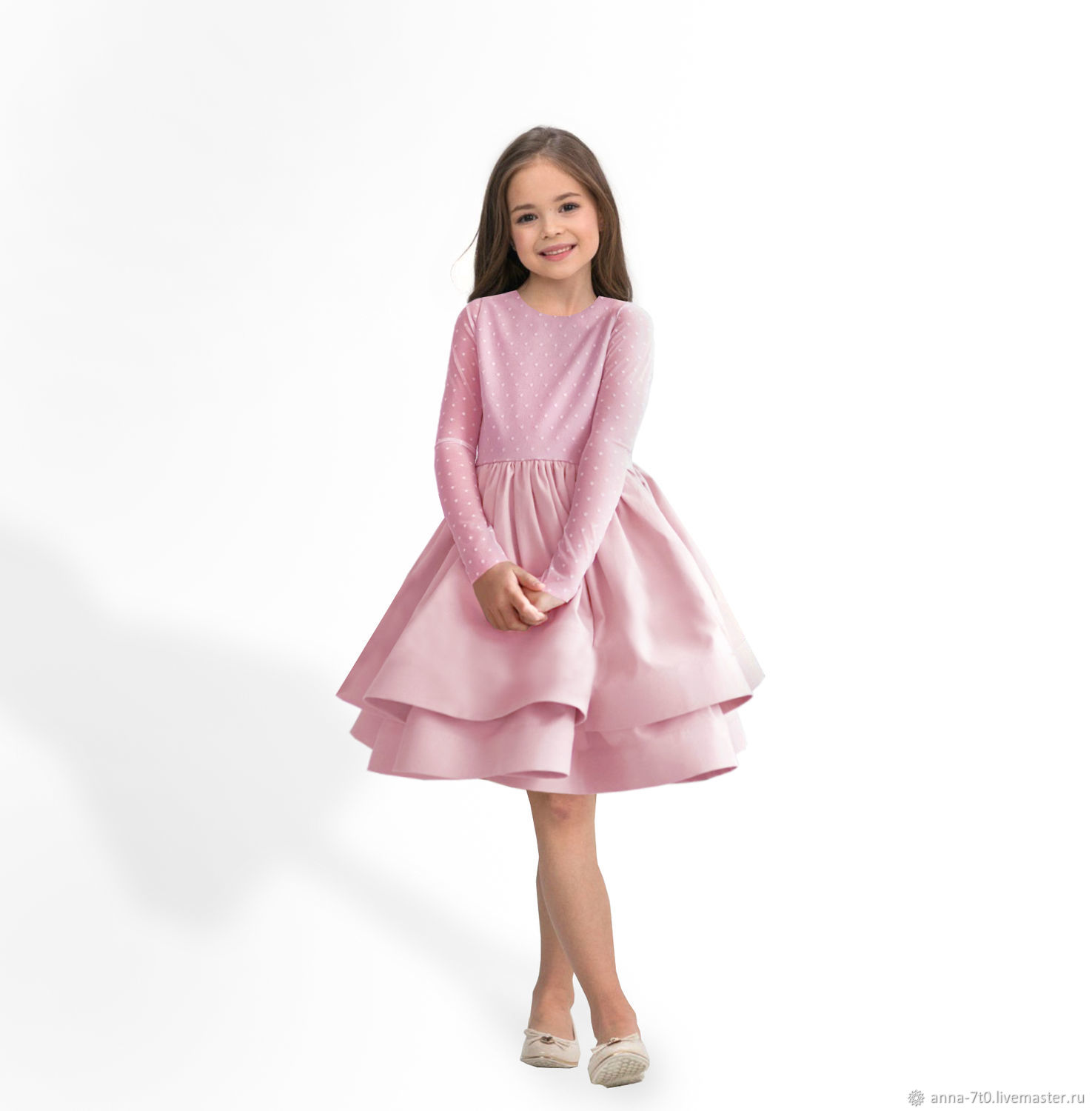 Элегантное платье с рукавами, розовое, Платье, Самара,  Фото №1