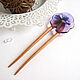 A wooden stud made of beech with a transparent lilac Viola flower. Hairpin. WonderLand. Online shopping on My Livemaster.  Фото №2