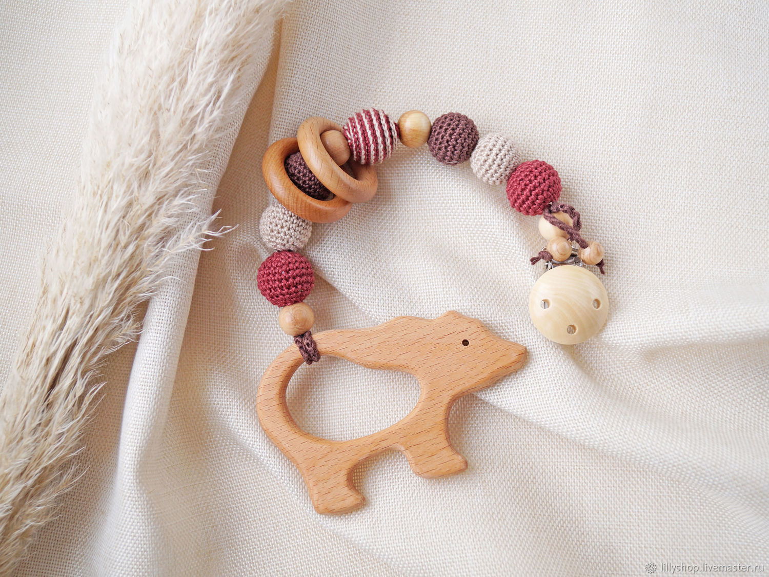 Toy for kid. Rodent on a clip with a bear cub, Teething toys, St. Petersburg,  Фото №1