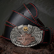 Аксессуары handmade. Livemaster - original item Leather belt with the logo 