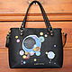 Order Leather black artistic handbag "Kandinsky. Several Circles". Leather  Art  Phantasy. Livemaster. . Classic Bag Фото №3