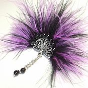 Украшения handmade. Livemaster - original item Brooch Favorite Fan Purple Handmade Decoration with Feathers. Handmade.