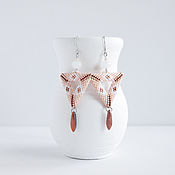 Украшения handmade. Livemaster - original item Pink Triangular Beaded Earrings. Handmade.