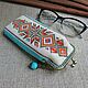 A case for glasses made of beads with a colored ornament. Eyeglass case. SilkArt Tatyana. My Livemaster. Фото №4