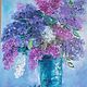 Oil painting flowers 80/50 'lilac in a gift', Pictures, Murmansk,  Фото №1