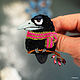 Crow brooch 'How long until spring?'. Brooches. Coffeelena. My Livemaster. Фото №6