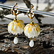 Earrings 'White buds' lampwork white with gold. Earrings. BeautyGlassByKate(Lampwork) (beauty-glass). Online shopping on My Livemaster.  Фото №2