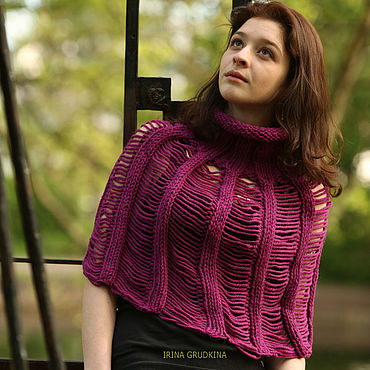 Лиловое пончо (neck poncho). IRINA GRUDKINA Handmade Knitwear. Одежда женская ручной работы - Ярмарка Мастеров Одежда женская ручной работы. Ярмарка Мастеров - ручная работа Лиловое пончо (neck poncho). Handmade.