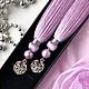 Violet lavender lilac silk sterling silver pearl earrings brush earrings. Tassel earrings. GolDFenix. Online shopping on My Livemaster.  Фото №2