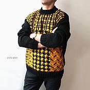 Мужская одежда handmade. Livemaster - original item Men`s sweaters: Men`s sweater Yellow-black. Handmade.