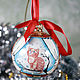 Christmas ball porcelain ' Kitten: the first snow', Christmas decorations, Moscow,  Фото №1