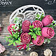 Soap bouquet in a wooden pot Burgundy roses, Soap, Moscow,  Фото №1