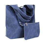 Сумки и аксессуары handmade. Livemaster - original item Tote bag Leather blue crazy horse bag Tank top bag shopper package. Handmade.