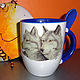 Mug with a spoon and the author's drawing ' Wolves', Mugs and cups, Kirzhach,  Фото №1