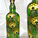 General view of the bottle with dandelions is elegant, bright in the summer sun like a kaleidoscope, and even in the winter...
