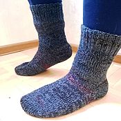 Аксессуары handmade. Livemaster - original item Knitted socks 42-43 woolen, men`s grey melange warm socks. Handmade.