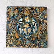 Элементы интерьера: картина маслом Голубая синяя лама подарок декор