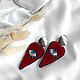 Burgundy long heart earrings made of velvet 'I SEE'. Stud earrings. Only_you_byElena. Online shopping on My Livemaster.  Фото №2