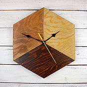 Деревянные настенные часы «Яркое дерево». Оранжевые оттенки