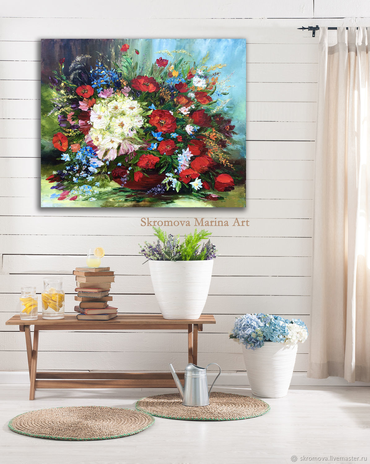 Oil painting Bouquet with poppies and daisies. Gorgeous bouquet in the picture, Pictures, Moscow,  Фото №1