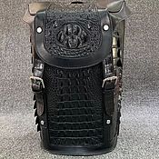 Сумки и аксессуары handmade. Livemaster - original item Backpack made of embossed crocodile skin, in black, custom-made.. Handmade.