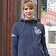 Dark blue women's hoodie with fur, warm hoodie with hood, Sweater Jackets, Novosibirsk,  Фото №1