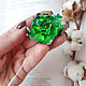 Brooch needle Green flower made of polymer clay, Brooches, Domodedovo,  Фото №1