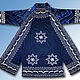 Провокационное синее кимоно вышитый узбекский летний кафтан халат. Халаты. Shark-guly. Ярмарка Мастеров.  Фото №6