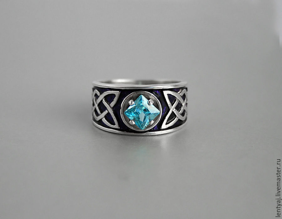Серебряное кольцо с голубым фианитом, Кольца, Пенза,  Фото №1