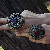 Винтаж: Туркменское Колье и кольцо с голубой эмалью