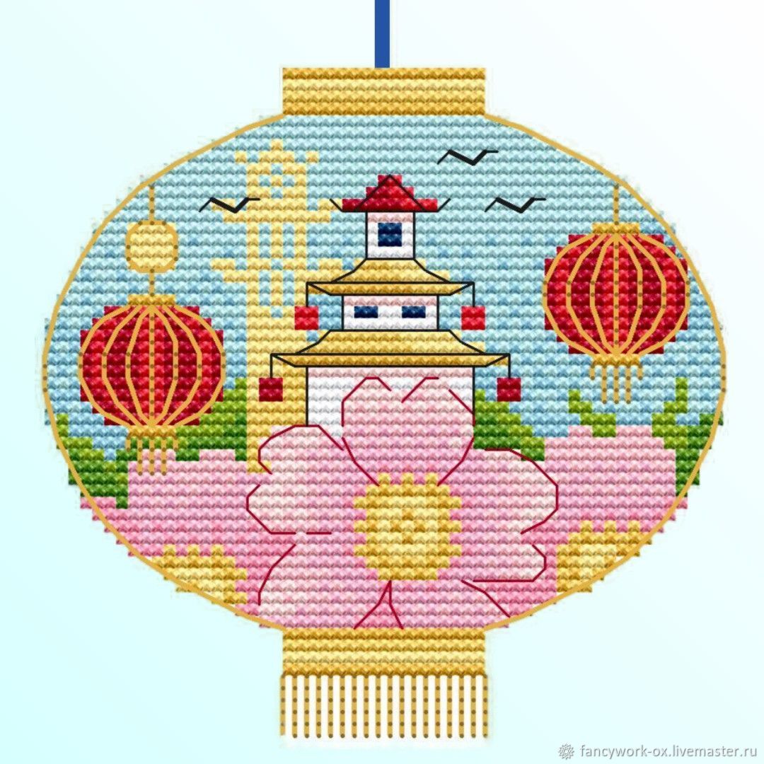 Схема для вышивки: Китайские фонарики \"Весенняя пагода\" – купить на ...