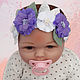Детская повязка с цветами для новорожденной девочки, Ободки и повязки на голову, Москва,  Фото №1