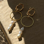 Украшения handmade. Livemaster - original item Stylish earrings with pendants made of natural pearls 
