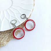 Украшения handmade. Livemaster - original item Earrings rings red white. Handmade.