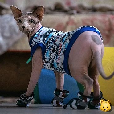 Кот сфинкс в одежде
