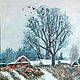 Oil painting in a frame Snowfall Winter Landscape, Pictures, Zhukovsky,  Фото №1