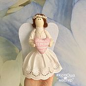 Ангел Хранитель игрушка мягкая ручной работы из хлопка с кружевом