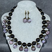 Украшения handmade. Livemaster - original item Necklace and Earrings.Natural black agate and oceanic jasper. Handmade.