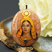 Украшения handmade. Livemaster - original item Golden Isis Pendant Egypt lacquer miniature. Handmade.