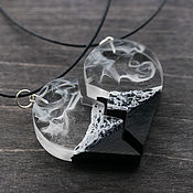 Украшения handmade. Livemaster - original item Paired pendant halves of hearts 