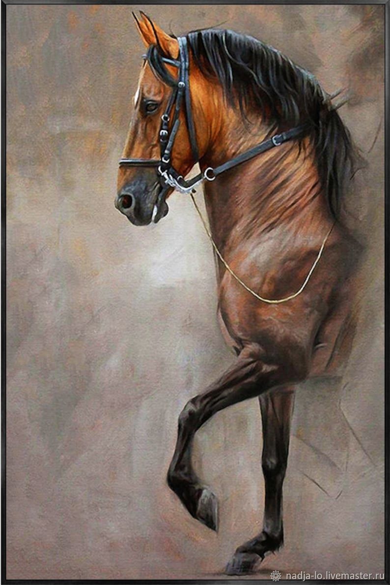 Картины маслом с лошадьми. Коричневая лошадка в интерьер, Картины, Санкт-Петербург,  Фото №1