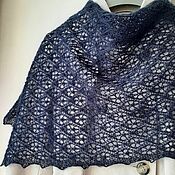 Аксессуары handmade. Livemaster - original item Wraps: Blue Down Scarf Knitted Stole. Handmade.